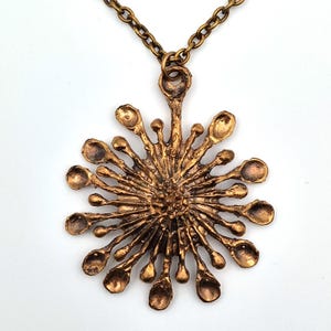 Hannu Ikonen for Valo-Koru Vintage Bronze Pendant Necklace, Finland, Scandinavian Modernist Jewelry, Nature-Inspired Design