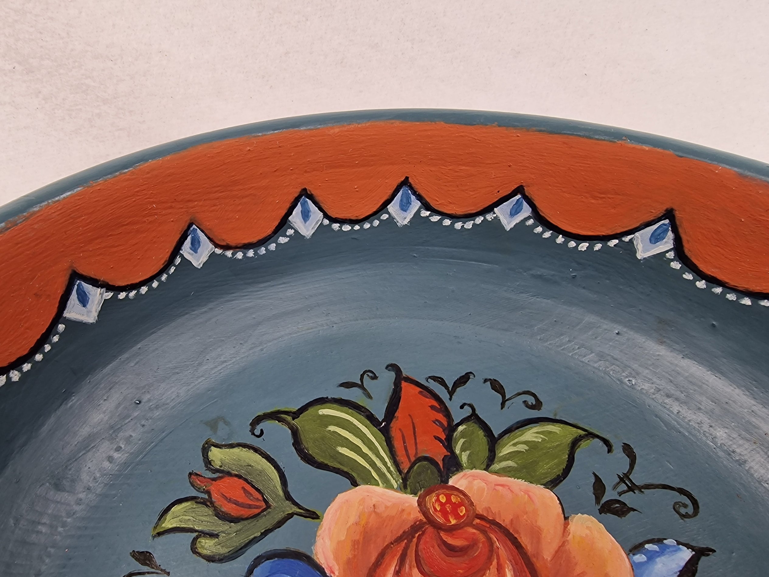 ノルウェー 木製 手描き ボウル ローズマリング 北欧ヴィンテージ