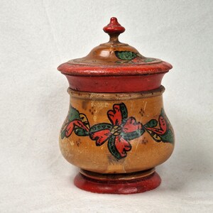 Antique rosepainted Norwegian lidded wooden box. Traditional folk art. Handpainted Scandinavian jewelry trinket box