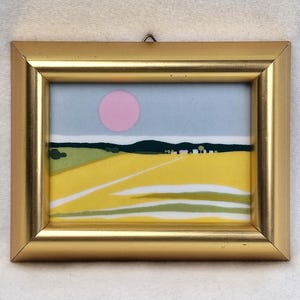 Porsgrund Porcelain Håndverks-studio Norway. Vintage framed art tile designed by Anne Marie Odegaard