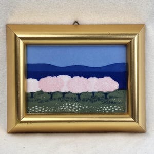 Porsgrund Porcelain Håndverks-studio Norway. Vintage framed art tile designed by Anne Marie Odegaard