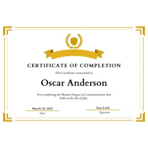 Editable certificate of completion template, Canva training certificate template, printable certificate template, completion certificate