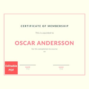 Editable certificate of completion template, pdf training certificate template, printable certificate template, completion certificate
