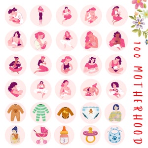 100 mother instagram highlight cover, motherhood instagram story icons, Mom social media icons, family instagram icons perfect gift for wife