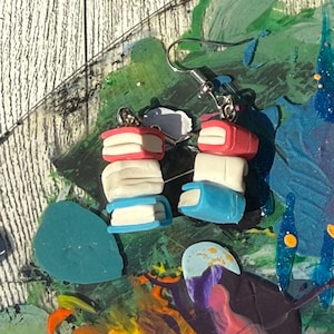 Trans Flag Book Stack Dangling Earrings