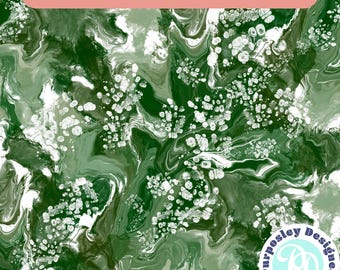 Greens Paint Pour Seamless Pattern - Lot de deux fichiers pour sublimation, papiers peints, impression, conceptions sans couture, PNG