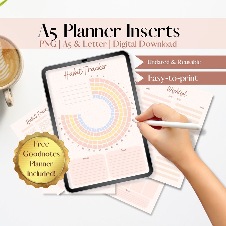 Printable A5 Planner Inserts, Downloadable Blank Planner Bundle ...
