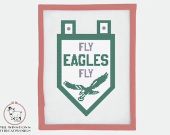 Philadelphia Football Fly Eagles Fly Pennant Cross-stitch Needlepoint Pattern