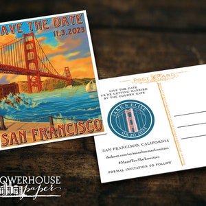 Cartão postal vintage Golden Gate de São Francisco, salve a data