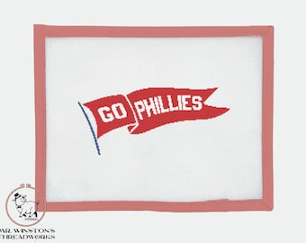 Patrón de bordado de punto de cruz del banderín vintage de los Phillies