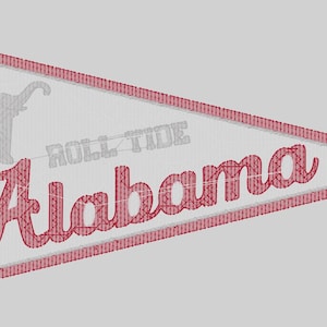 The University of Alabama Roll Tide with Elephant Vintage Pennant Brother Embroidery PES file