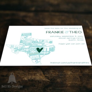 Austin Texas Save the Date (Digitaldruck oder A7 Größe, 5x7 inch mit Umschlag)