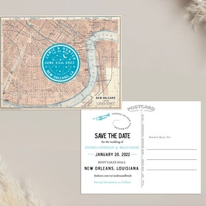 Het Briefkaart van de Kaart van New Orleans NOLA bewaart de Datum