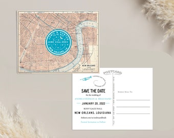 New Orleans NOLA Map Postcard Save the Date