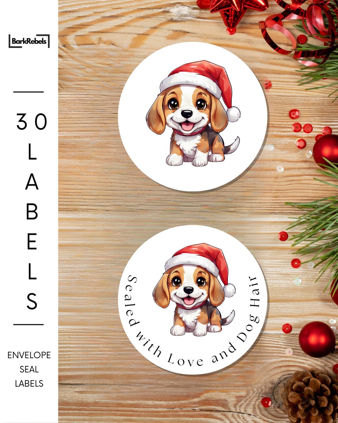Beagle Labels Beagle Christmas 1.5