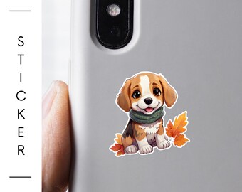 Fall beagle sticker 1.5 inch or 3 inch beagle puppy stickers Water-Resistant, Scratch-Resistant Dog Lover Gift