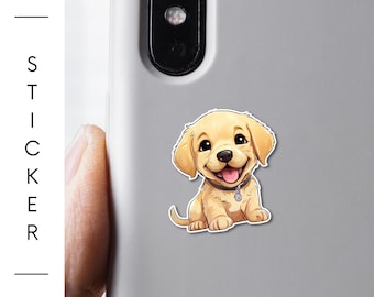 イエローラブラドールステッカー 1.5インチまたは3インチの子犬用ステッカー ラブラドールレトリバー 耐水性、傷防止 犬好きへのギフト ラブラドールステッカー