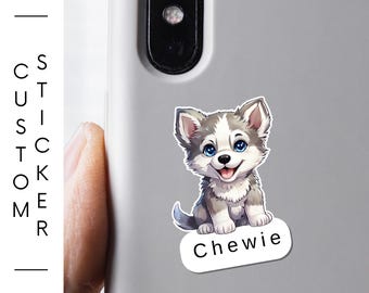 Custom husky stickers Laminated Vinyl – 1.5 or 3 inch Siberian husky puppy sticker Water-Resistant stickers Dog Lover Gift