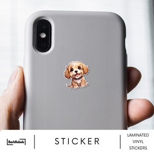 Cockapoo Sticker | Cocker Spaniel Poodle Mix Puppy, 1.5 or 3 Inch Laminated Vinyl Decal, Doodle Dog Lover Gift