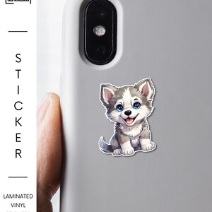 Cute Husky sticker Laminated Vinyl  – 1.5 or 3 inch siberian husky puppy stickers Water-Resistant, Scratch-Resistant stickers Dog Lover Gift