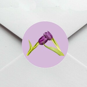Purple tulip sticker sheet, Tulip planner stickers cottage core, Laptop stickers flower, Vinyl sticker circle, Journal stickers aesthetic