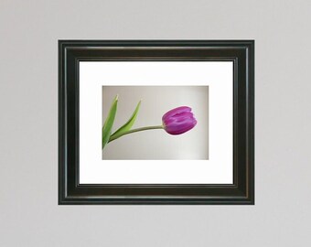 Purple tulip wall art minimal floral art print, tulip art print purple flower pictures, tulip print blooming flower art