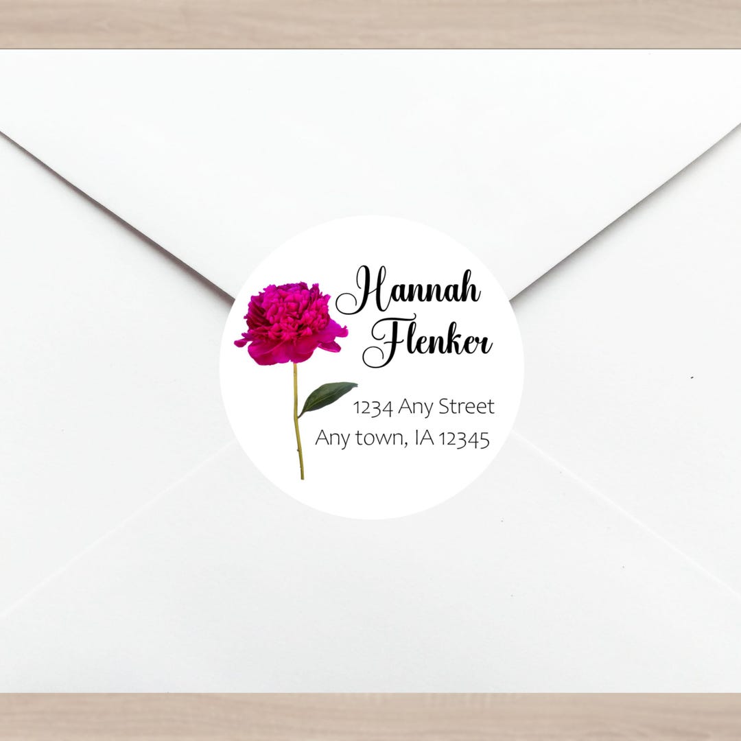 Peony Address Labels Floral, Pink Flower Address Labels Personalized ...