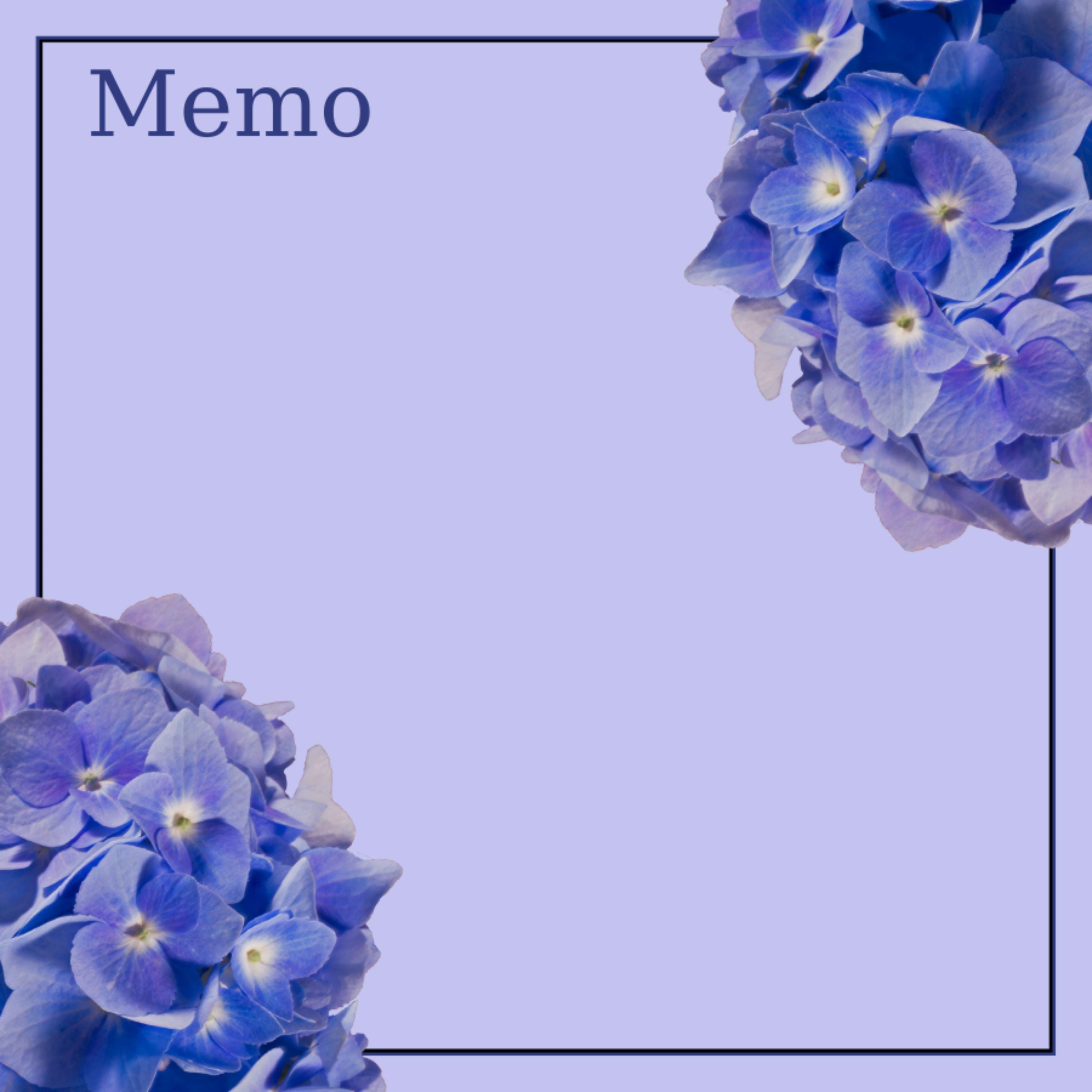 Blue Hydrangea Printable Memo Pad Templates, Floral Memo Sheet Bundle ...
