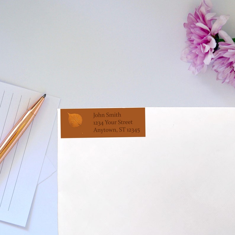 Linden Tree Leaf Sticker for Envelope Addressing, Autumn Return Address