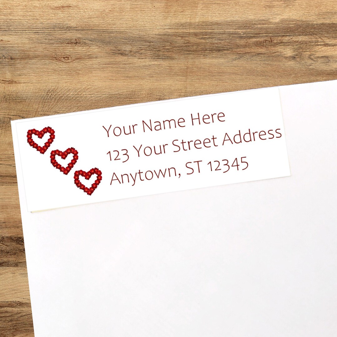 Red Heart Address Labels for Wedding, Valentine Return Address Labels ...