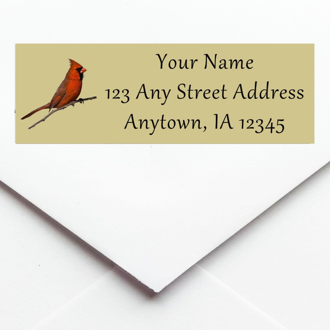 Red Cardinal Address Labels Personalized, Return Address Labels Bird ...