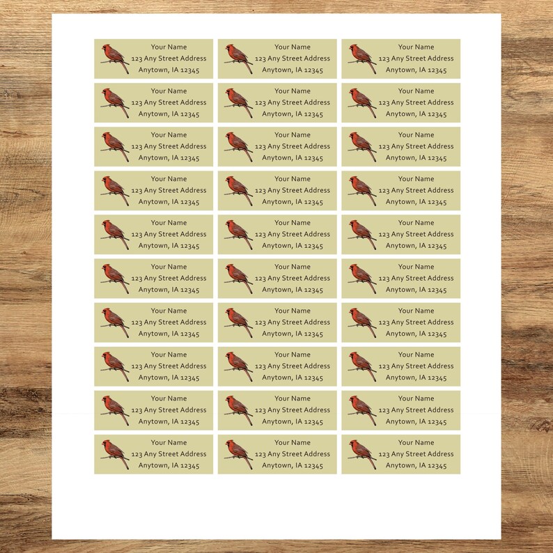 Cardinal Address Labels Design, Bird Address Labels Personalized ...
