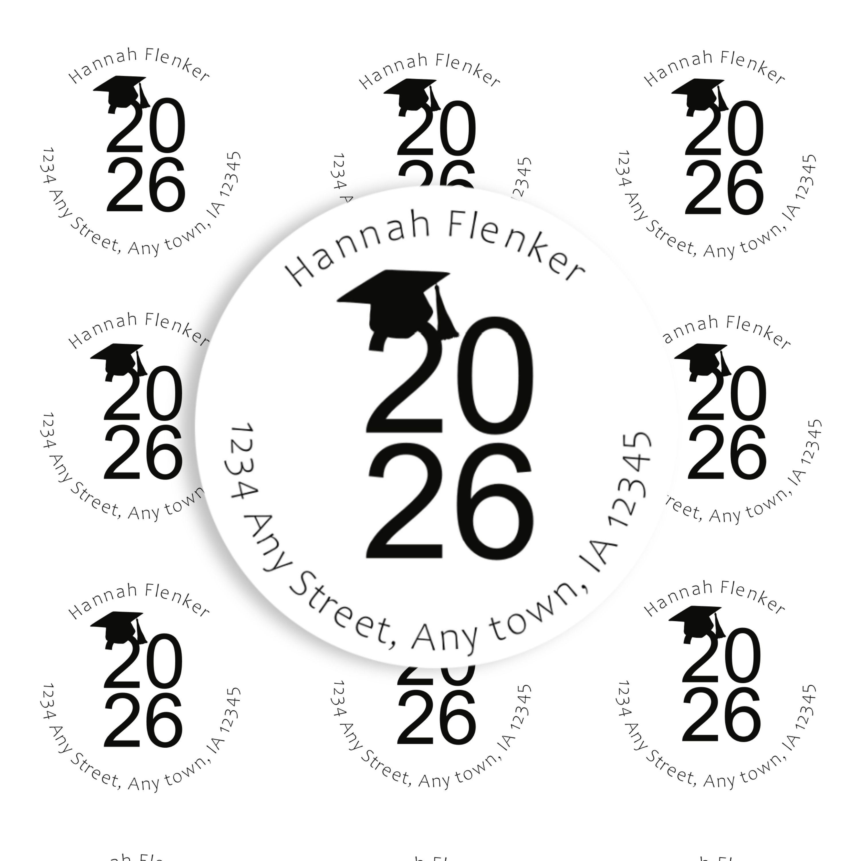 Graduation Musicaddress Labels 2026 Graduation Address Labels Personalized, Round Address Label ...