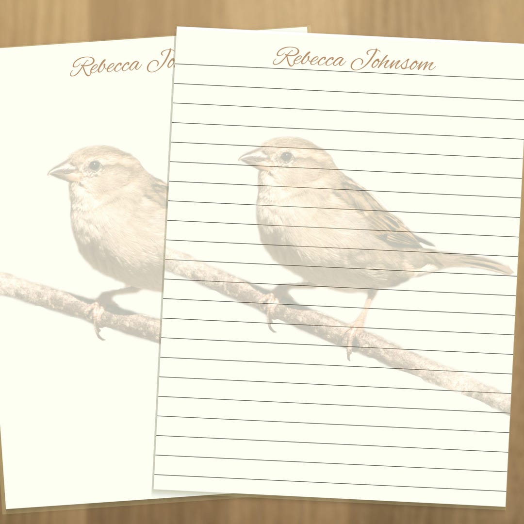 Female House Sparrow Bird Writing Paper, Personalized Stationery Birds ...