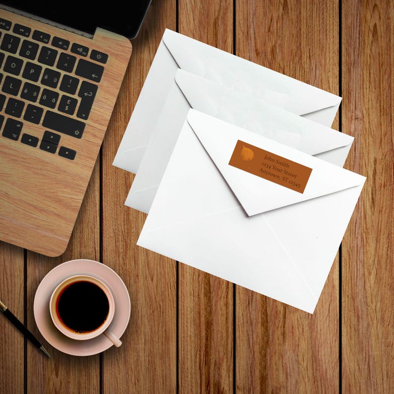 Linden Tree Leaf Sticker for Envelope Addressing, Autumn Return Address