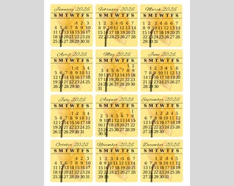 Yellow daffodil calendar date stickers, Floral monthly planner stickers, Monthly stickers for planner, Months of the year stickers journal