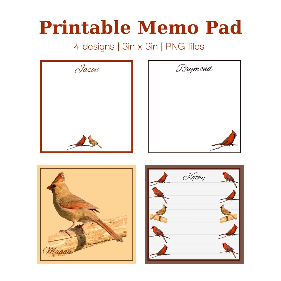 Cardinal Note Pads, Digital Notepad Bundle of 4, Personalized Notepad ...