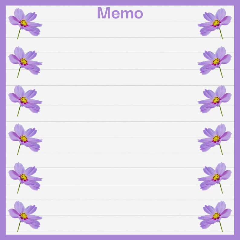 Purple Notepad Sticker Purple Flower Notepads Png, Cosmos Memo Pad Printable, Digital Sticky ...