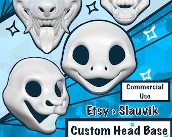 Custom Fursuit Head Base 3D Model, Digital File for 3D Printing, HQ Model for Costumes, Fursuits, Cosplay & Mascots - Commercial Use