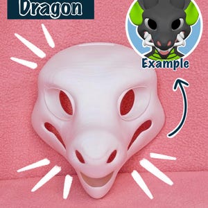 Dragon Fursuit Head Base, 3D Printed DIY Fursuit Blank, Cosplay Dragon Mask, Custom Furry Mask, Fursuit Base, Furry Costume Supplies