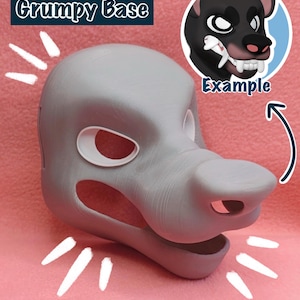 Grumpy Fursuit Head Base / 3D Printed in PLA / Customizable Options /  HQ Head base for costumes, fursuits, mascots, cosplay