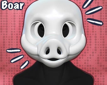 Kemono Boar Fursuit Head Base, 3D Printed PLA, Customizable HQ Base for Costumes, Fursuits, Cosplay & Mascots