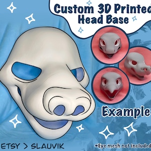 Custom Fursuit Head Base / 3D Printed in PLA / Customizable /  HQ Head base for costumes, fursuits, mascots, cosplay