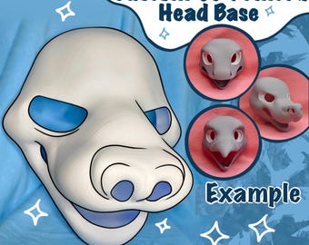 Custom Fursuit Head Base / 3D Printed in PLA / Customizable /  HQ Head base for costumes, fursuits, mascots, cosplay