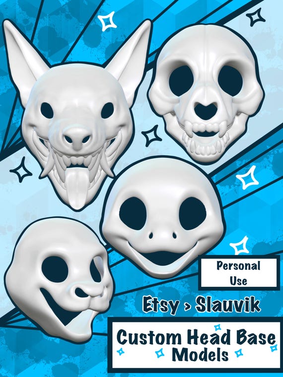 Custom Fursuit Head Base 3D Model, Digital File for 3D Printing, HQ Model for Costumes, Fursuits, Cosplay & Mascots - Personal Use