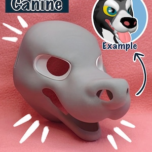 Grumpy Dog Canine Fursuit Head Base / 3D Printed in PLA / Customizable Options /  HQ Head base for costumes, fursuits, mascots, cosplay