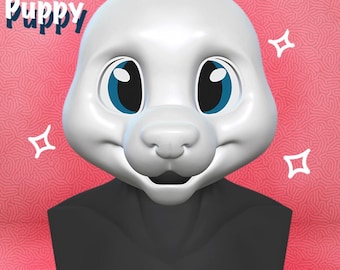 Kemono Puppy Fursuit Head Base, 3D Printed PLA, Customizable HQ Base for Costumes, Fursuits, Cosplay & Mascots