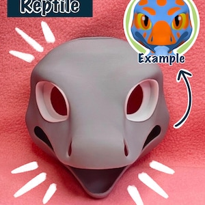 Reptile Lizard Fursuit Head Base / 3D Printed in PLA / Customizable Options /  HQ Head base for costumes, fursuits, mascots, cosplay