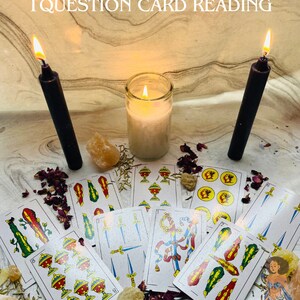 1 question card reading / 1 lectura de tarjeta de preguntas