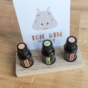 Ätherische Öle Aufsteller für Affirmationskarten | Organizer doTERRA Öle | 5er Roll-On Ständer für 10 ml | Eiche Massivholz